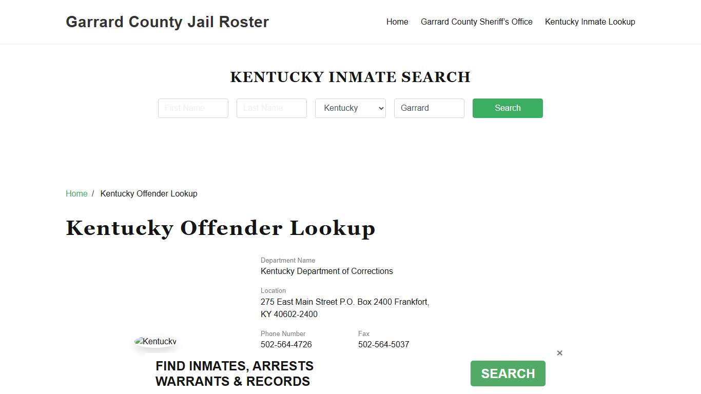 Kentucky Inmate Search, Jail Rosters