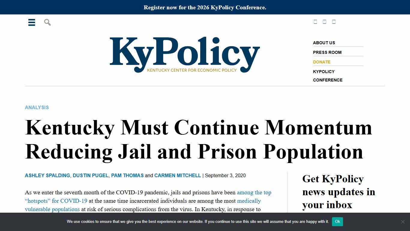 Kentucky Must Continue Momentum Reducing Jail and Prison Population - Kentucky Center for Economic Policy